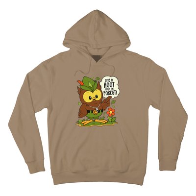 Funny Arbor Day Give A Hoot About The Forest Arbor Day Hoodie