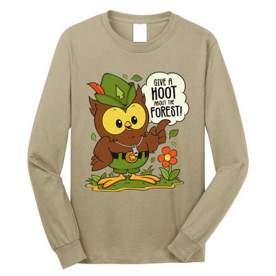 Funny Arbor Day Give A Hoot About The Forest Arbor Day Long Sleeve Shirt