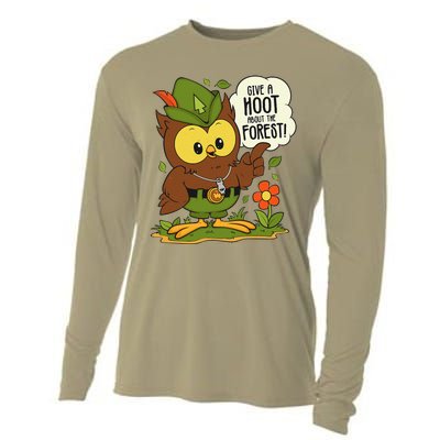 Funny Arbor Day Give A Hoot About The Forest Arbor Day Cooling Performance Long Sleeve Crew