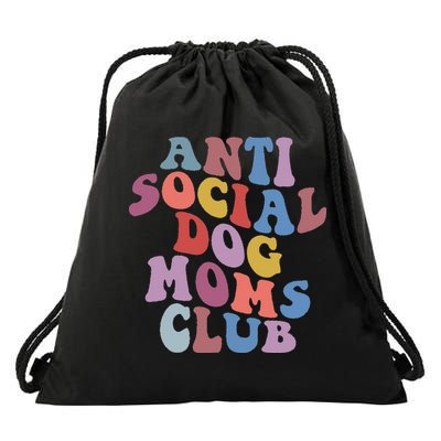Funny AntiSocial Dog Mom Club Retro Mother's Day Drawstring Bag