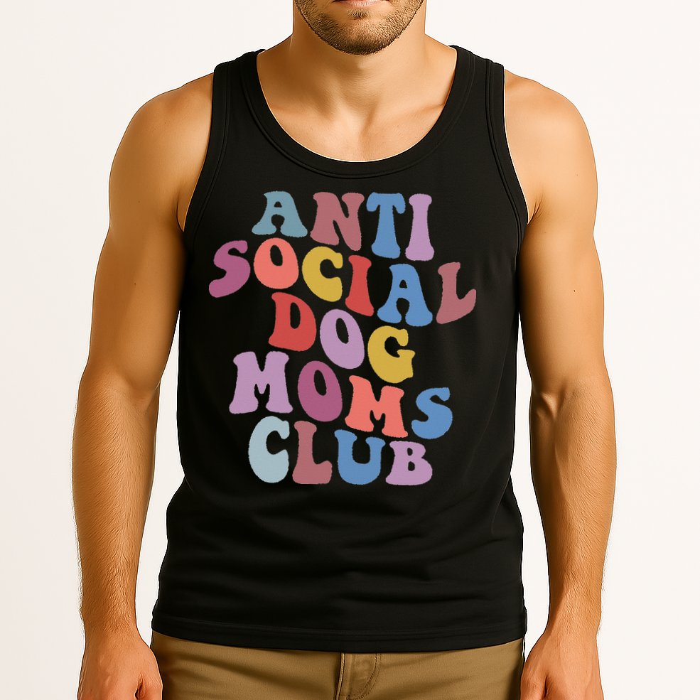 Funny AntiSocial Dog Mom Club Retro Mother's Day Tank Top