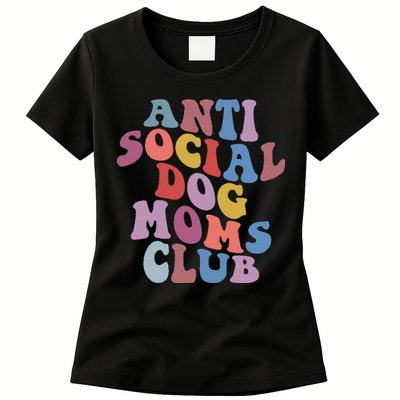 Funny AntiSocial Dog Mom Club Retro Mother's Day Womens T-Shirt