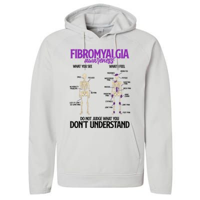 Fibromyalgia Awareness Do Not Judge What You Dont Understand Performance Fleece Hoodie