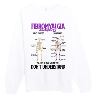 Fibromyalgia Awareness Do Not Judge What You Dont Understand Premium Crewneck Sweatshirt