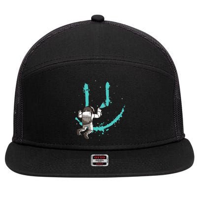 Funny Astronaut Drawing Smile Grafitti In Galaxy 7 Panel Mesh Trucker Snapback Hat