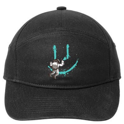 Funny Astronaut Drawing Smile Grafitti In Galaxy 7-Panel Snapback Hat