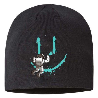 Funny Astronaut Drawing Smile Grafitti In Galaxy Sustainable Beanie