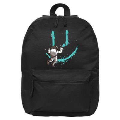 Funny Astronaut Drawing Smile Grafitti In Galaxy 16 in Basic Backpack