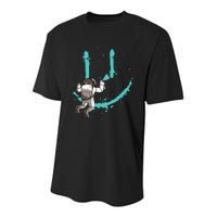 Funny Astronaut Drawing Smile Grafitti In Galaxy Youth Performance Sprint T-Shirt