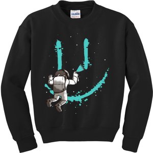 Funny Astronaut Drawing Smile Grafitti In Galaxy Kids Sweatshirt