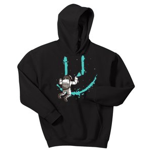 Funny Astronaut Drawing Smile Grafitti In Galaxy Kids Hoodie