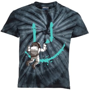 Funny Astronaut Drawing Smile Grafitti In Galaxy Kids Tie-Dye T-Shirt