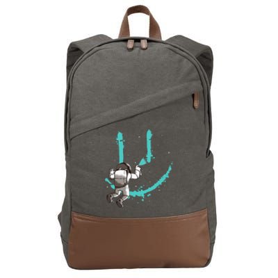 Funny Astronaut Drawing Smile Grafitti In Galaxy Cotton Canvas Backpack