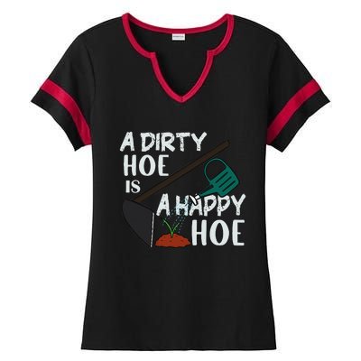 Funny A Dirty Hoe Is A Happy Hoe Sarcastic Gardening Ladies Halftime Notch Neck Tee