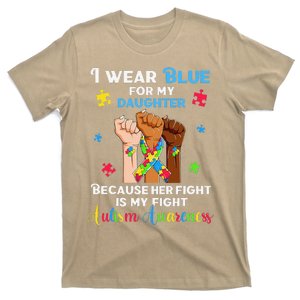 Fun Autism Daughter Dad Mom Autistic Ribbon Rise Hands T-Shirt