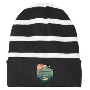 Fantasy Art Design, Nerdy Gaming, Geeky Gamer Striped Beanie with Solid Band