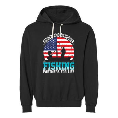 Father And Daughter Fishing Partners For Life Funny Garment-Dyed Fleece Hoodie