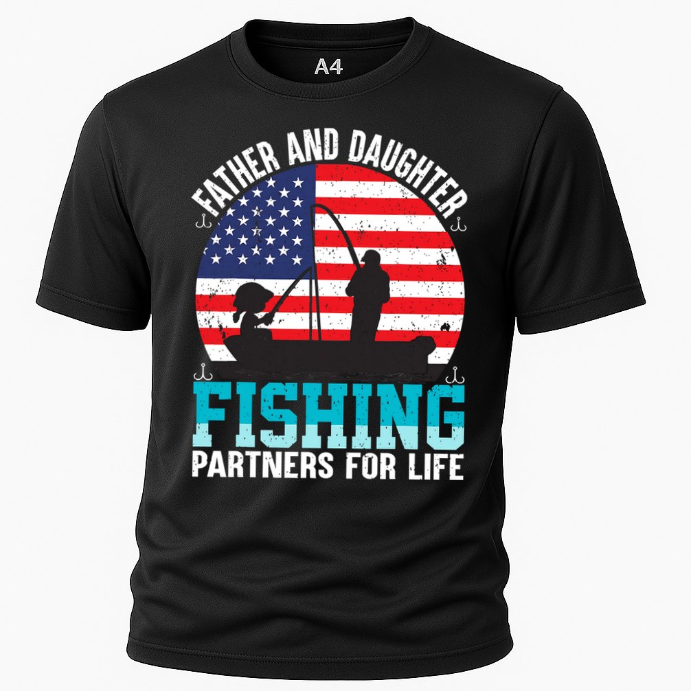 Father And Daughter Fishing Partners For Life Funny Cooling Performance Crew T-Shirt