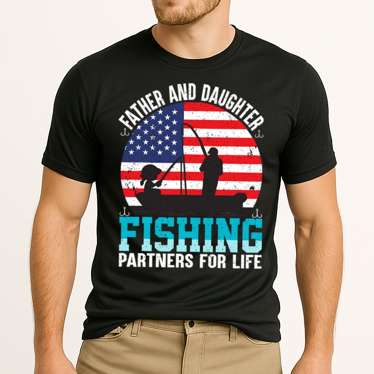 Father And Daughter Fishing Partners For Life Funny Cooling Performance Crew T-Shirt