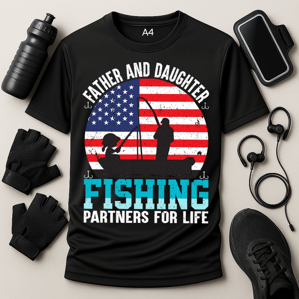 Father And Daughter Fishing Partners For Life Funny Cooling Performance Crew T-Shirt