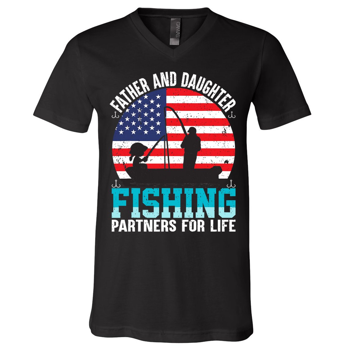 Father And Daughter Fishing Partners For Life Funny V-Neck T-Shirt