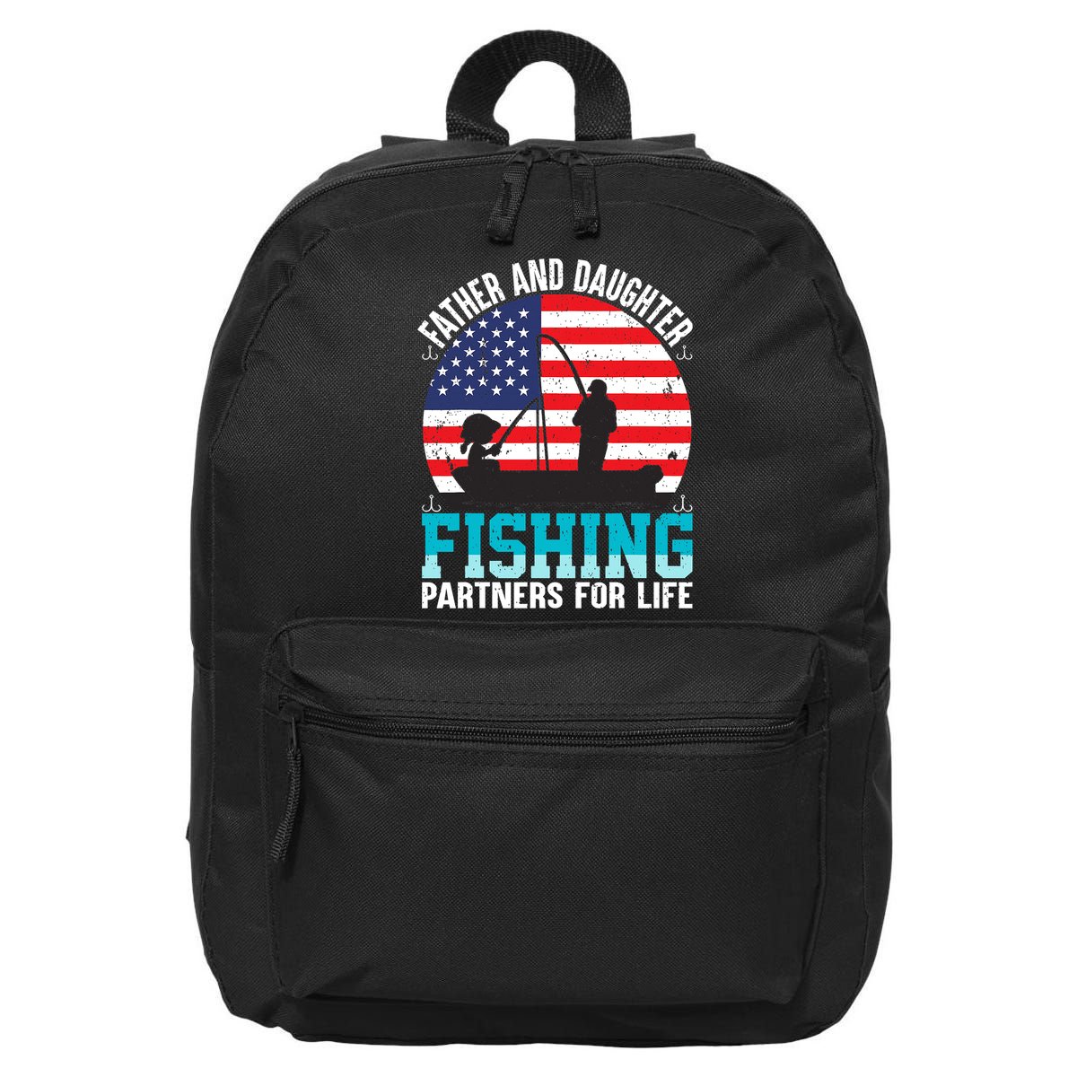 Father And Daughter Fishing Partners For Life Funny 16 in Basic Backpack