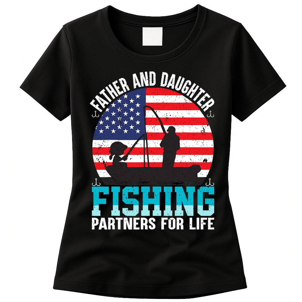 Father And Daughter Fishing Partners For Life Funny Womens T-Shirt