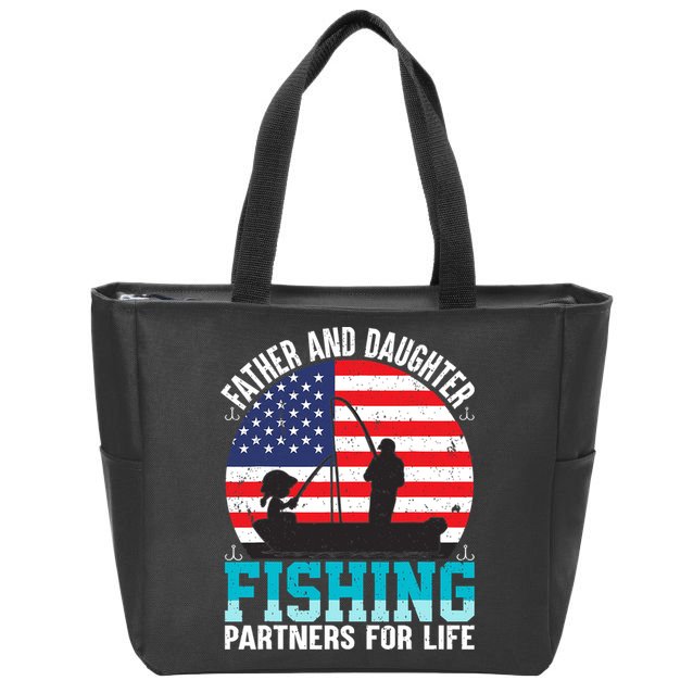 Father And Daughter Fishing Partners For Life Funny Zip Tote Bag
