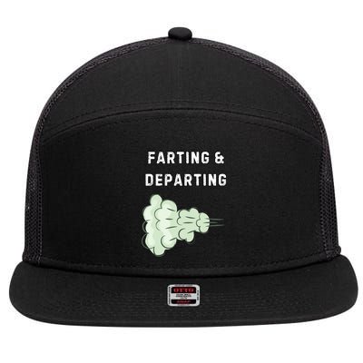 Farting And Departing Funny Hilarious Ugly Airport Swap Gag  7 Panel Mesh Trucker Snapback Hat