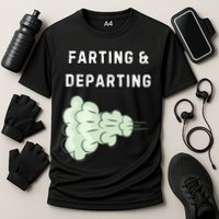 Farting And Departing Funny Hilarious Ugly Airport Swap Gag  Cooling Performance Crew T-Shirt