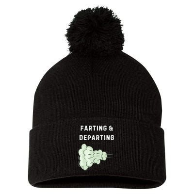 Farting And Departing Funny Hilarious Ugly Airport Swap Gag  Pom Pom 12in Knit Beanie