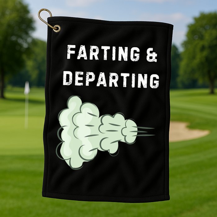 Farting And Departing Funny Hilarious Ugly Airport Swap Gag  Golf Towel