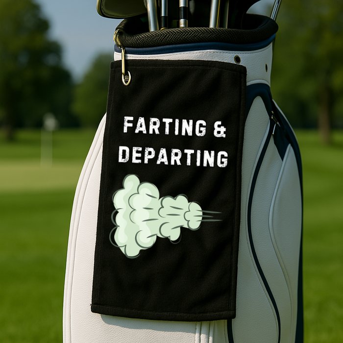 Farting And Departing Funny Hilarious Ugly Airport Swap Gag  Golf Towel