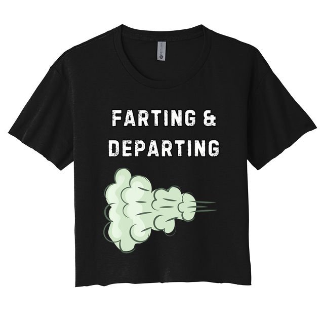 Farting And Departing Funny Hilarious Ugly Airport Swap Gag  Women's Crop Top Tee