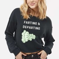 Farting And Departing Funny Hilarious Ugly Airport Swap Gag  Cropped Pullover Crew