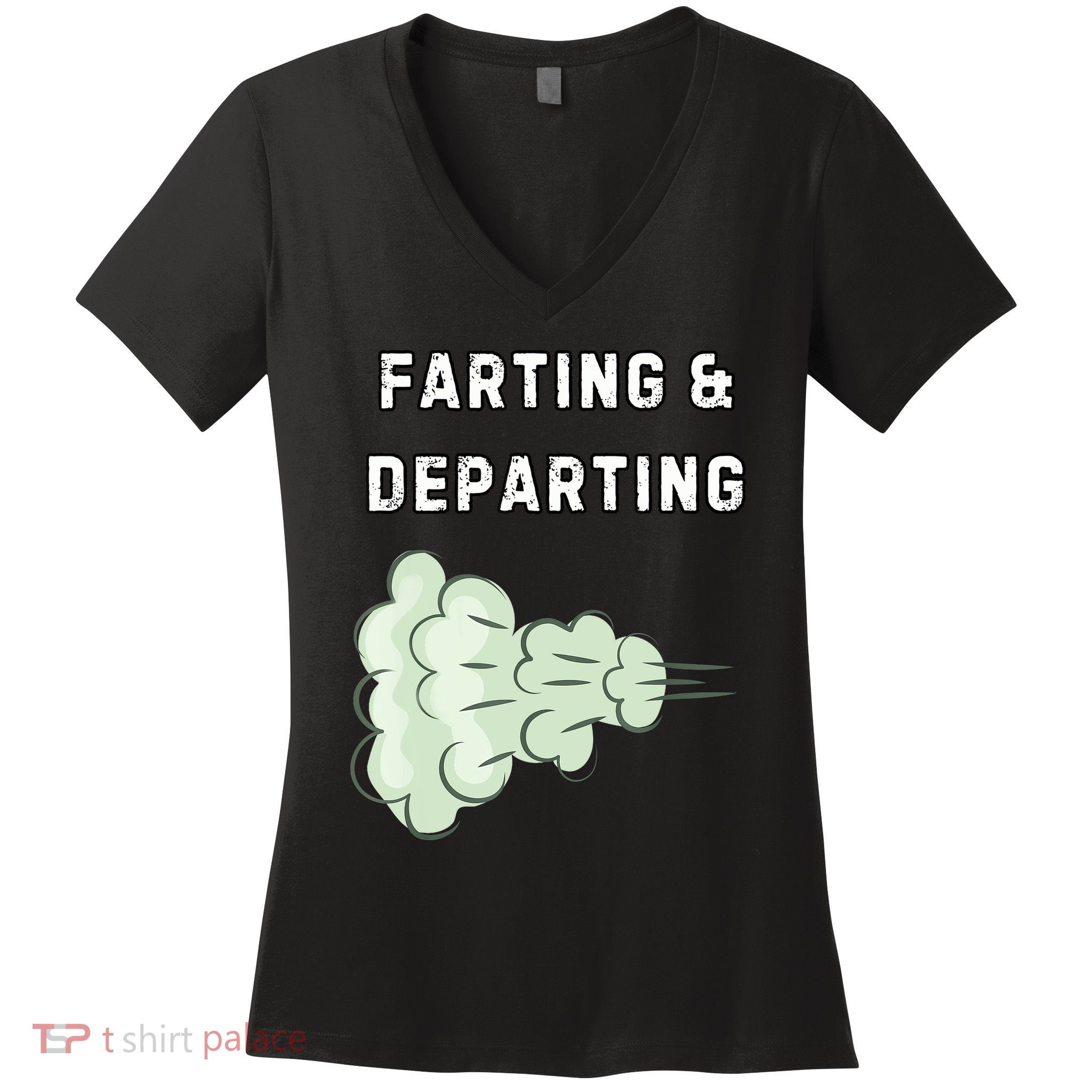 Farting And Departing Funny Hilarious Ugly Airport Swap Gag  Women's V-Neck T-Shirt