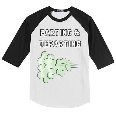 Farting And Departing Funny Hilarious Ugly Airport Swap Gag  Kids Colorblock Raglan Jersey