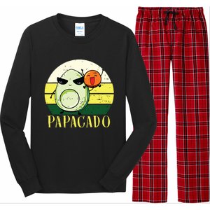 Funny Avocado Dad Gift Vegan Guacamole Avocado Papacado Long Sleeve Pajama Set