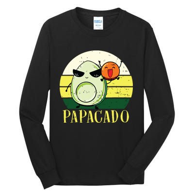 Funny Avocado Dad Gift Vegan Guacamole Avocado Papacado Tall Long Sleeve T-Shirt