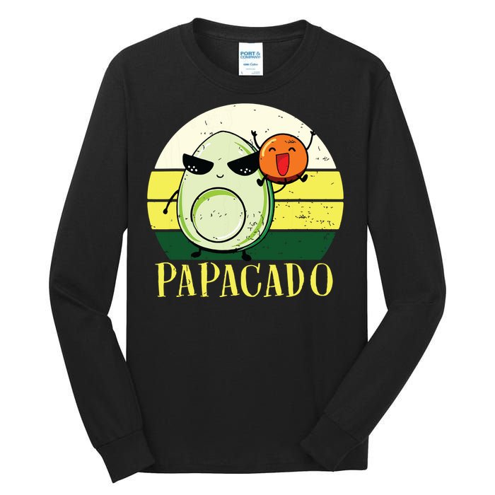 Funny Avocado Dad Gift Vegan Guacamole Avocado Papacado Tall Long Sleeve T-Shirt