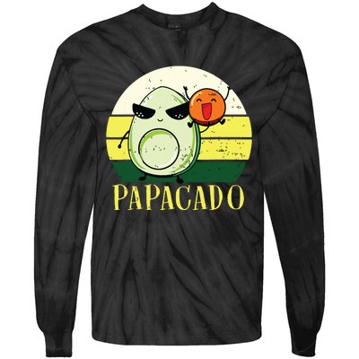 Funny Avocado Dad Gift Vegan Guacamole Avocado Papacado Tie-Dye Long Sleeve Shirt