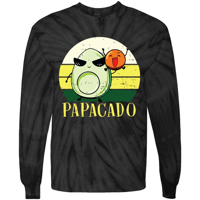 Funny Avocado Dad Gift Vegan Guacamole Avocado Papacado Tie-Dye Long Sleeve Shirt