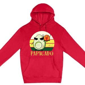 Funny Avocado Dad Gift Vegan Guacamole Avocado Papacado Premium Pullover Hoodie