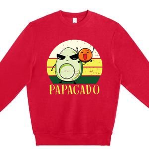 Funny Avocado Dad Gift Vegan Guacamole Avocado Papacado Premium Crewneck Sweatshirt