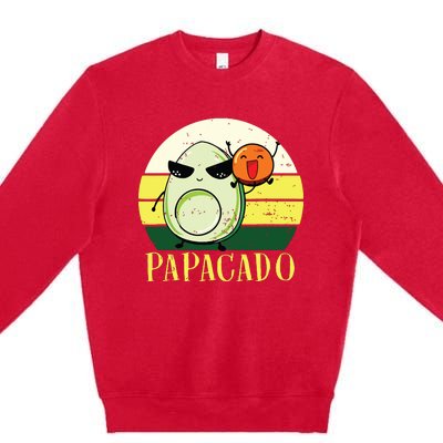 Funny Avocado Dad Gift Vegan Guacamole Avocado Papacado Premium Crewneck Sweatshirt