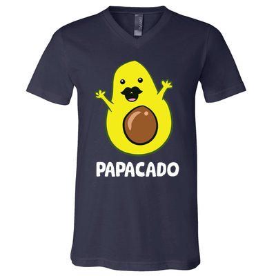 Funny Avocado Dad Vegan Guacamole Avocado Papacado V-Neck T-Shirt