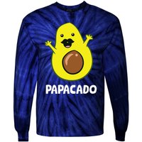 Funny Avocado Dad Vegan Guacamole Avocado Papacado Tie-Dye Long Sleeve Shirt