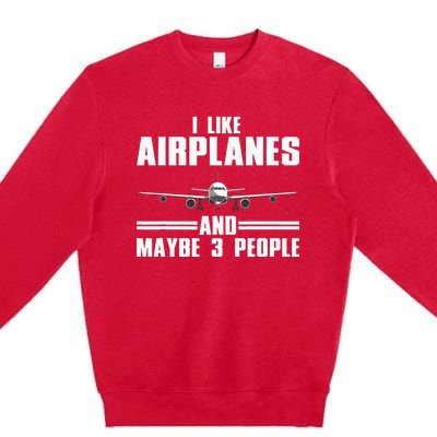 Funny Airplane Design Aviation Aviator Pilot Premium Crewneck Sweatshirt