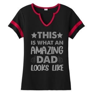 Funny Amazing Dad Looks Like Gift Ladies Halftime Notch Neck Tee