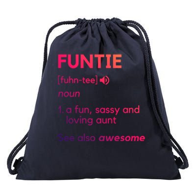 Funtie Aunt Definition Funny And Cool Auntie Great Gift Drawstring Bag